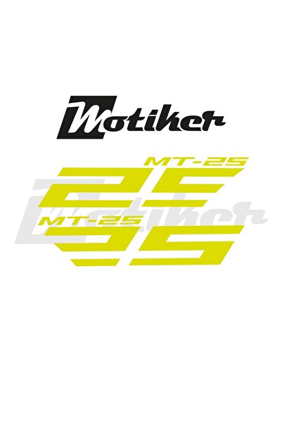 Motiker Yamaha MT25 Neon Sarı Yan Grenaj 25 Yazı Tasarımı Sticker Etiket Modeli