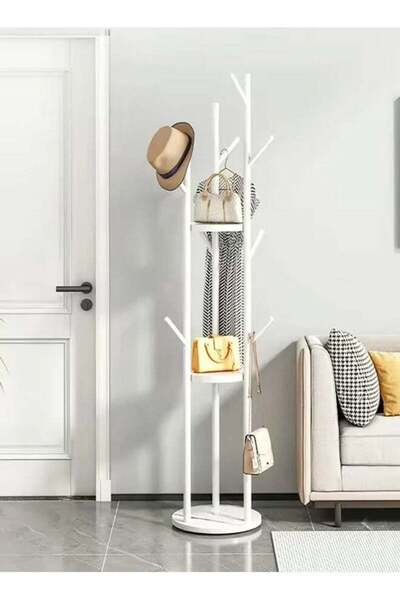 RAWAID علاقة ملابس وحامل مع رفوف معاطف عصرية، علاقة ملابس قائمة بذاتها، حامل ...