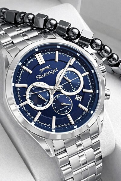 Slazenger Steel Cord Internal Functions Active 10 Atm+Men's Wristwatch with B...