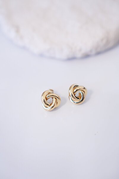 Ladies&Gentlemen Classic Knot Design Gold Earrings