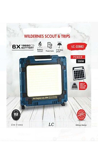 LC Portable Solar Emergency LED Flood Light 200W Rechargeable Camping Work Li...