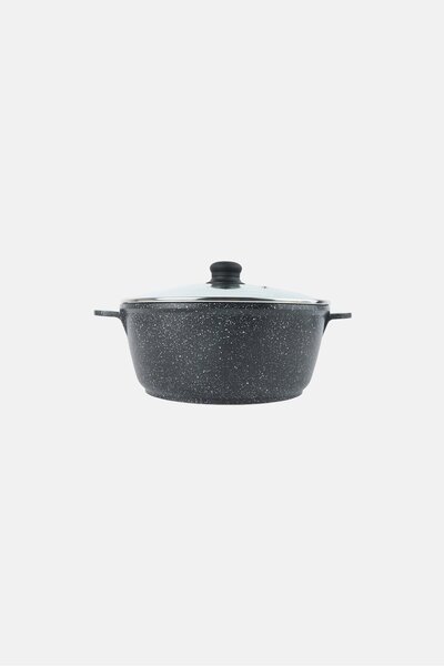 YOTO Cast Aluminum Deep Casserole With Glass Lid, Grey