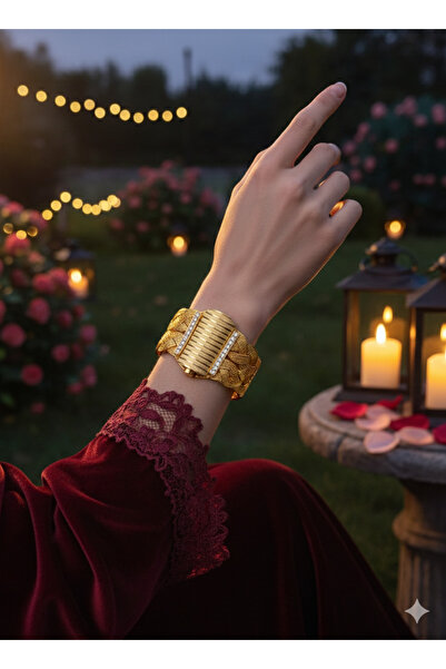 MARAAccessories 22 Ayar Altın Kaplama Burmalı Kelepçe Trabzon Hasırı Kelepçesi