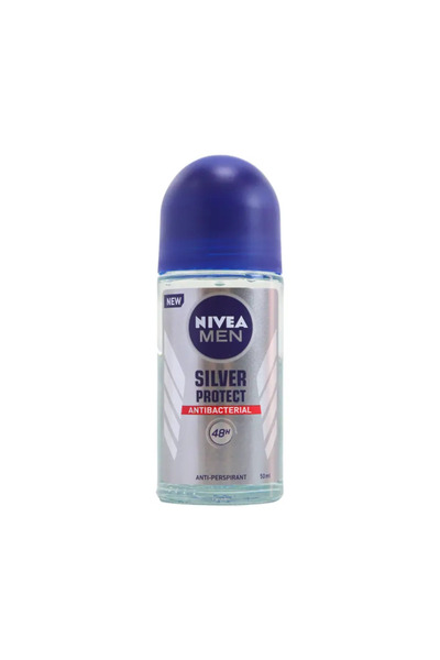 NIVEA مزيل عرق سيلفر بروتكت للرجال، مضاد للبكتيريا، رول أون - 50 مل