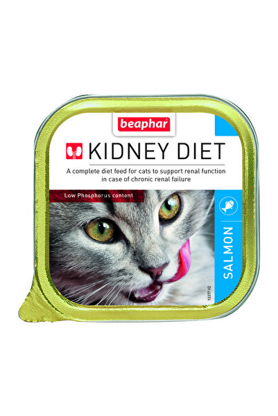 Beaphar طعام رطب للقطط بنكهة السلمون، مناسب للكلى والجهاز الكلوي، 100 غرام × ...