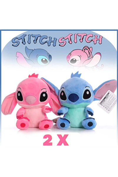 OEM Set of 2 x Stitch Plush Toys 20 cm – Blue and Pink, Soft and Fluffy, Real...