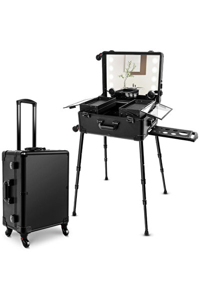 Dasbo Geantă de machiaj profesională, tip troler pentru produse de machiaj, d...