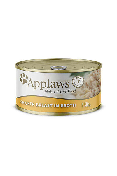 Applaws صدر دجاج في مرق، طعام رطب للقطط، علبة 156 غرام