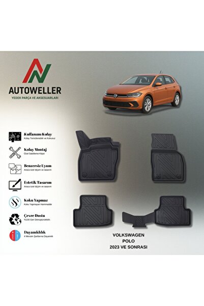 AutoWeller Volkswagen Polo 2023 Sonrası Havuzlu 3D TPE Oto Paspas Takımı