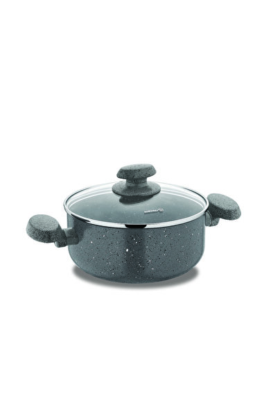 Perfect Home Mini Granite Pot with Glass Lid 26x12 cm