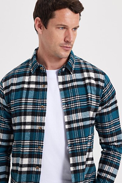 Tudors Men's Slim Fit slim fit checkered winter lumberjack shirt