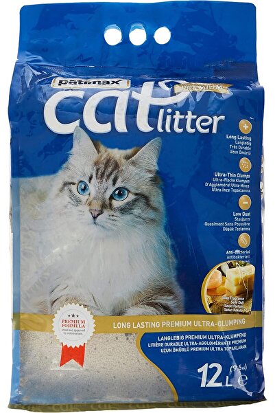 Patimax رمل قطط فاخر فائق التكتل - برائحة الصابون، 12 لتر (9.6 كجم)