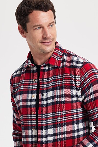 Tudors Men's Slim Fit slim fit checkered winter lumberjack shirt