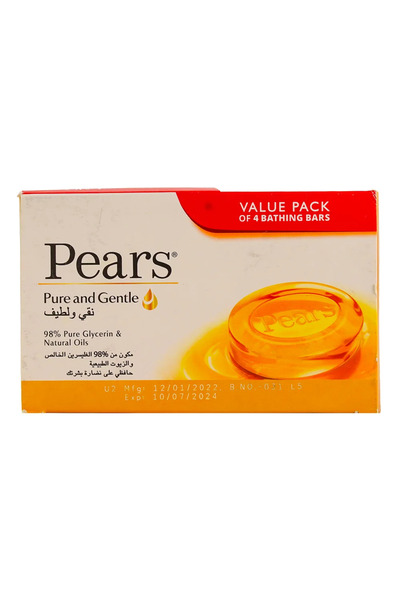 Pears Pure and Gentle Glycerin and Natural Oils Bathing Bars- 4x125gms