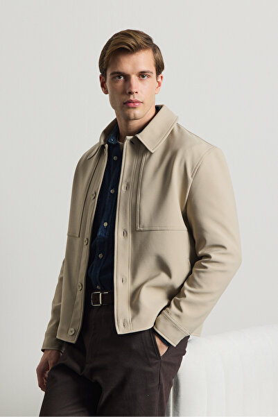 Danger Men's Soft Textured Jacket Beige