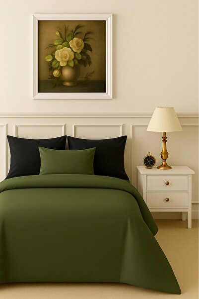 İQON Flat Sheet Bedding Set 100% Cotton Single Size Genuine-Black