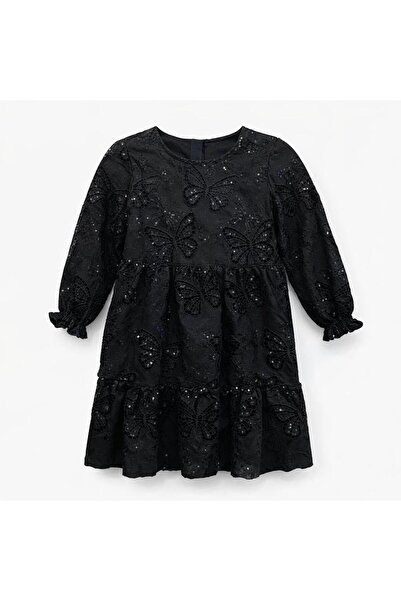 ESCABEL GİRL Girl's 35944 Butterfly Lace-Like Knit Dress Gkj0049
