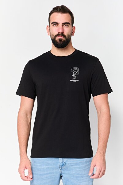 Karl Lagerfeld Men Crew Neck Short Sleeve Brand Logo T-shirt, Black