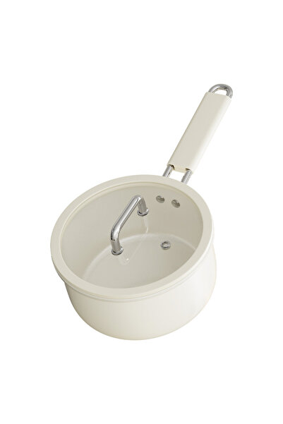 Sumkyle Ceramic Nonstick Sauce Pan with Lid, 2.6L Small Saucepan, White Cooki...