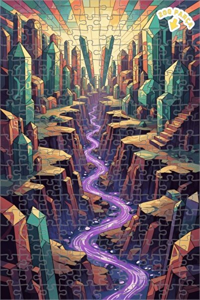 Teona Ahşap لغز خشبي بإطار ذو طابقين بمظهر الألوان المائية من كريستال فالي در...