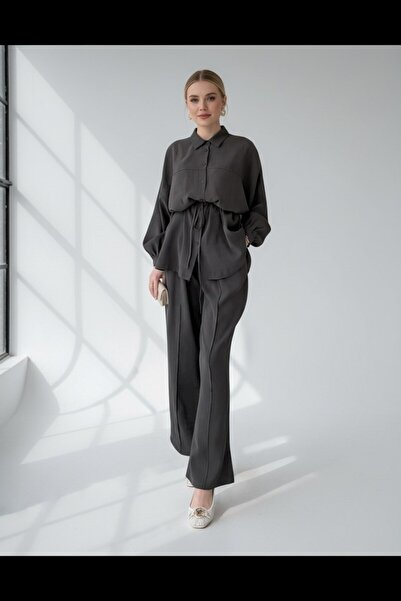 Molly Nelly Γυναικείο Σετ Παντελόνι και Πουκάμισο με Κουμπιά