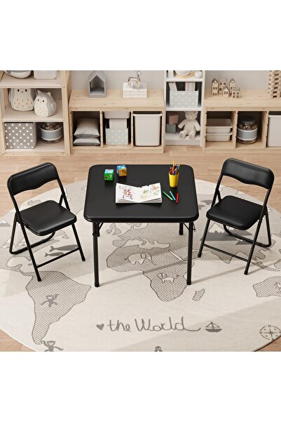 Garvee طقم طاولة وكراسي قابلة للطي للأطفال مكون من 3 قطع مع مقاعد مبطنة بوسائ...