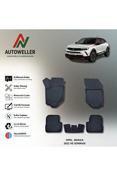 AutoWeller Opel Mokka 2021 Sonrası Benzin&Dizel Havuzlu 3D TPE Oto Paspas Takımı