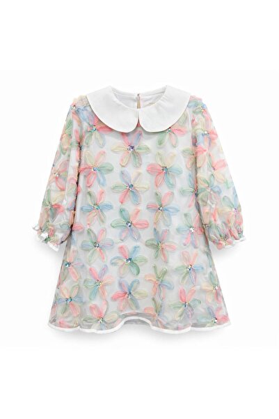 ESCABEL GİRL Girl's 36016 flower detail collar dress gkj0068
