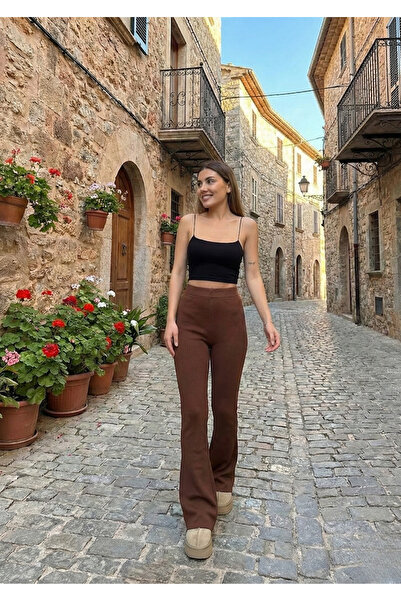 Moda Hour Flared Sweatpants Elastic Trousers Women