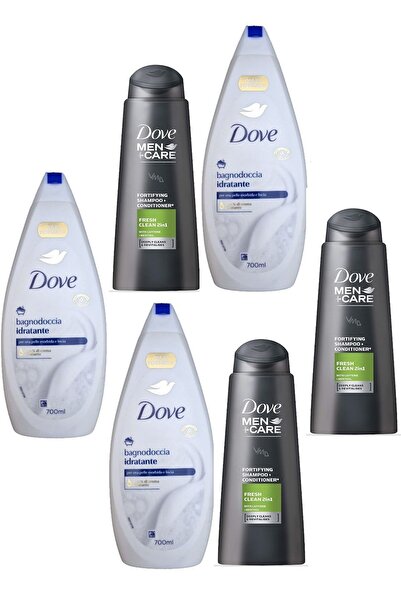 Dove Shampoo 400ML MEN CLEAN FRESH x3 + Hydrating Shower Gel 700 ml x3