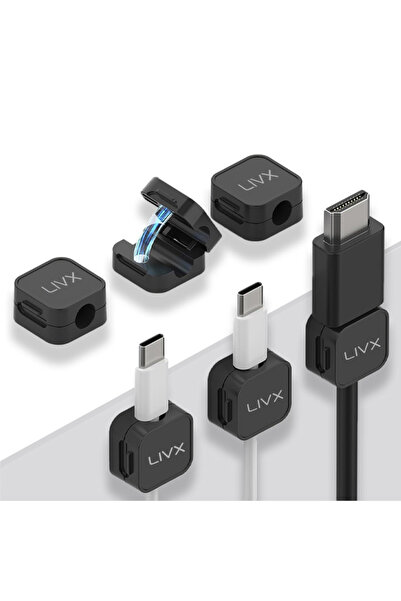 LivX 2'li Paket Manyetik Kablo Tutucu & Düzenleyici Şarj Kablosu Organizer Kl...