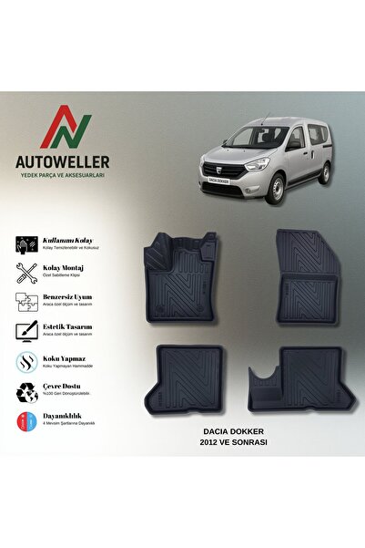 AutoWeller Dacia Dokker 2012 Sonrası Havuzlu 3D TPE Oto Paspas Takımı