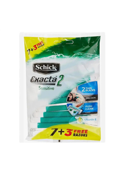 Schick شفرات حلاقة إكزاكتا 2 الحساسة للاستخدام مرة واحدة - عبوة من 10