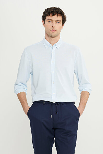 ALTINYILDIZ CLASSICS Men's Blue 360 All-Direction Stretch Cotton Slim Fit Sli...