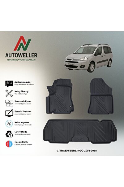 AutoWeller Citroen Berlingo 2008-2018 Havuzlu 3D TPE Oto Paspas Takımı