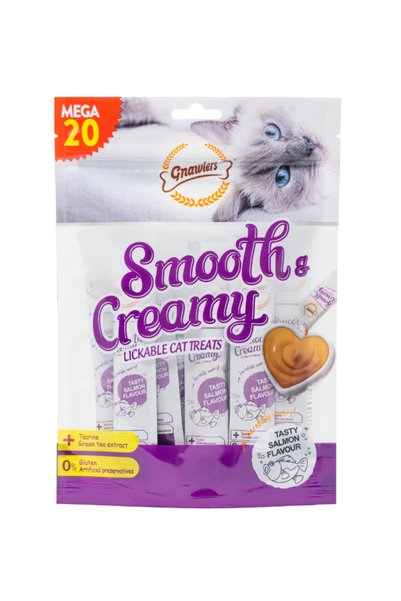 Gnawlers Smooth & Creamy Lickable Cat Treats Salmon Flavour 20pcs x 15gm
