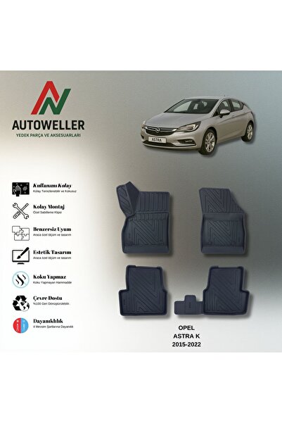 AutoWeller Opel Astra K 2015-2022 Havuzlu 3D TPE Oto Paspas Takımı