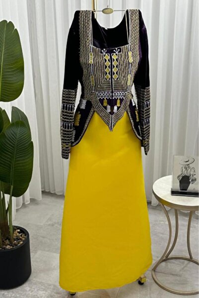 Sukar Traditional yellow and black jalabiya