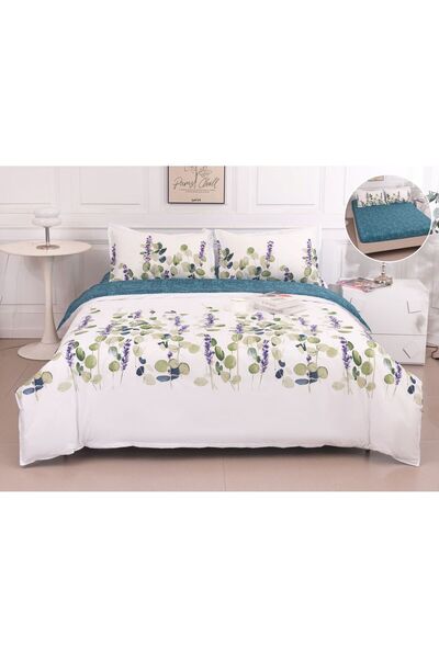 Casa de Vis Double Bedding Set, Satin Cotton, 180 x 200 cm, 4 Pieces, Multico...