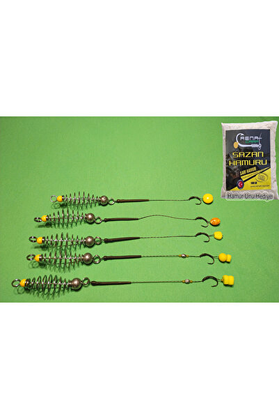 sr sazanrig 30 GR KURŞUNLU YAYLI KARIŞIK RİG TAKIMI SARI HAMUR UN’LU (5'Lİ SET)