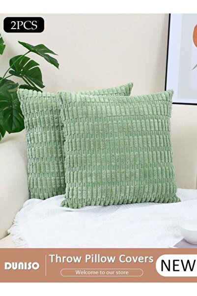 DOMEET 2 Pack Corduroy Throw Pillow Covers, Fall Decorative Solid Square Cush...