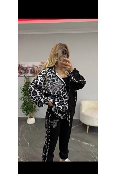 RED WOMAN FASHİON Leopard Print Satin 2-Strand Compact Fabric Zipper Closure ...