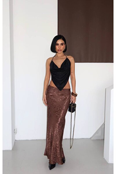 Bak'ap Premium Satin Textured Long Skirt