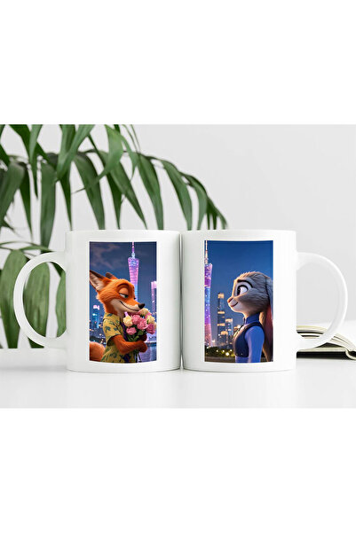 MODA February 14 Valentine's Day Printed 2-Piece Couple Gift Porcelain Mug Cup