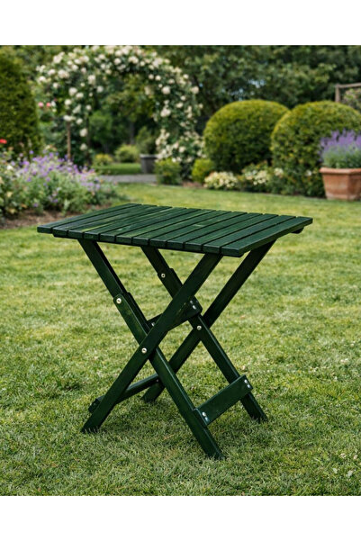 ALAÇAM MOBİLYA Sağlam Katlanır Ahşap Bahçe Masası – Balkon Dış Mekan