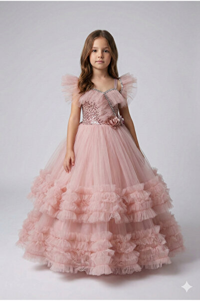 modallita taş detaylı Tarlatanlı Kabarık Etekli Prenses Elbise