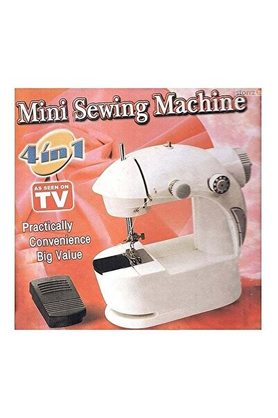 LC ماكينة خياطة صغيرة 4 في 1 محمولة تعمل بالكهرباء مع دواسة قدم