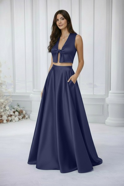 NSMLİFE Women's Navy Blue Padded Pocketed Kiloş Skirt