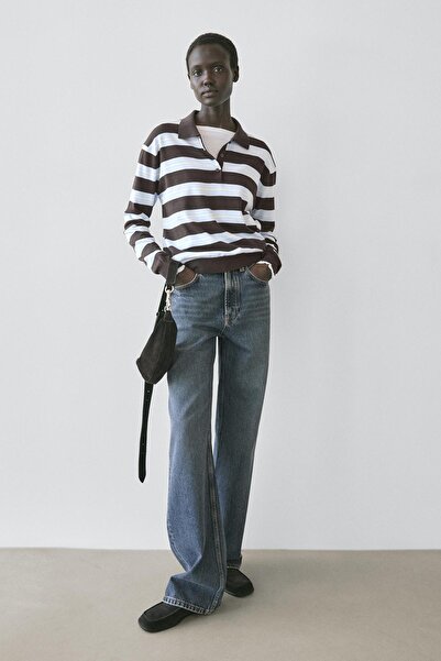 Massimo Dutti Pamuklu çizgili triko kazak