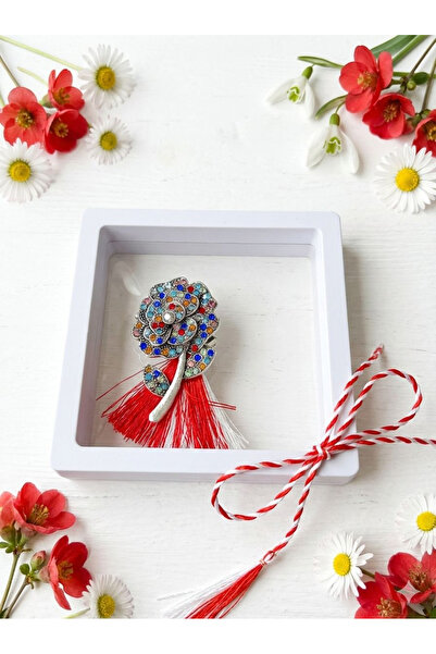 OEM Martisor Brooch 5 cm, Rose with crystals, in a 9x9 cm box with window, Ma...